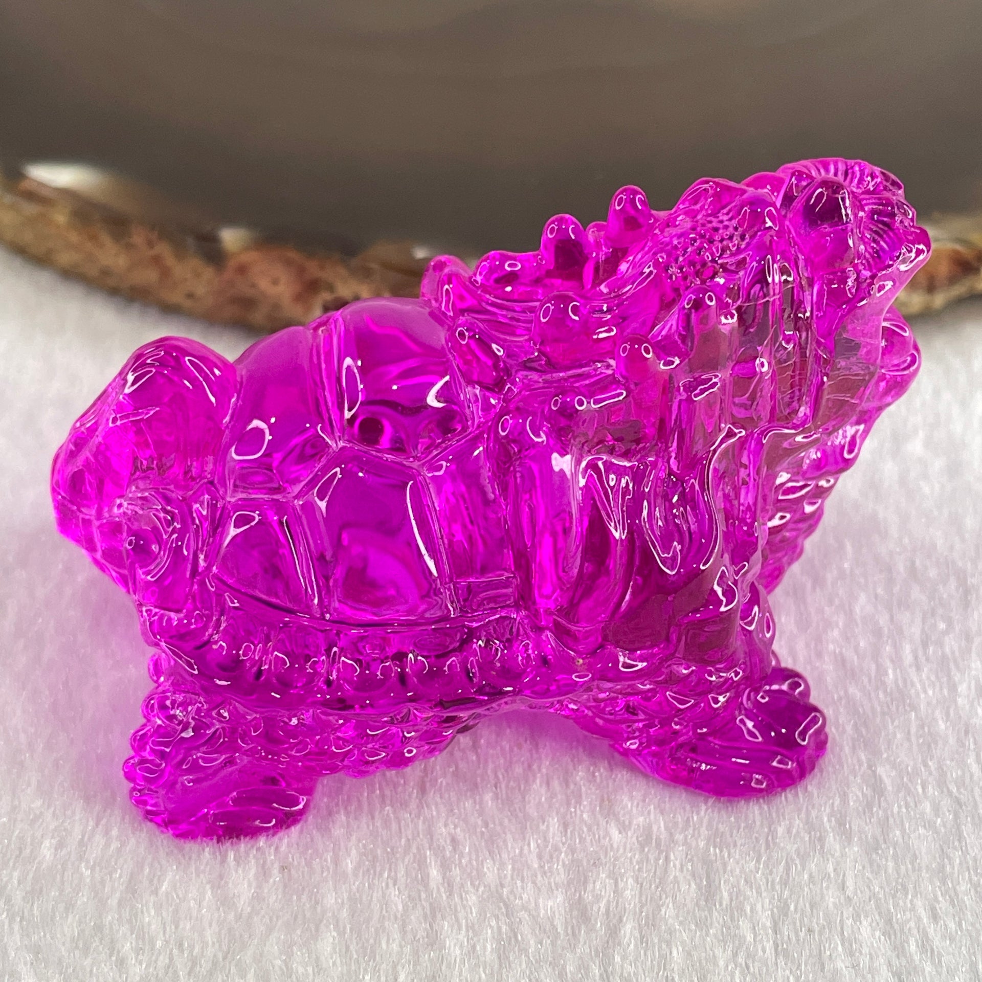 Natural Pink Liuli Dragon Turtle Display 67.93g 60.6 by 37.3 by 36.8mm - Huangs Jadeite and Jewelry Pte Ltd