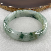 Certified Natural Type A Jelly Light Green with Spicy Green Piao Hua Jadeite Bangle 57.20g Internal Diameter 58.4mm 14.1 by 7.7mm (Perfect) - Huangs Jadeite and Jewelry Pte Ltd