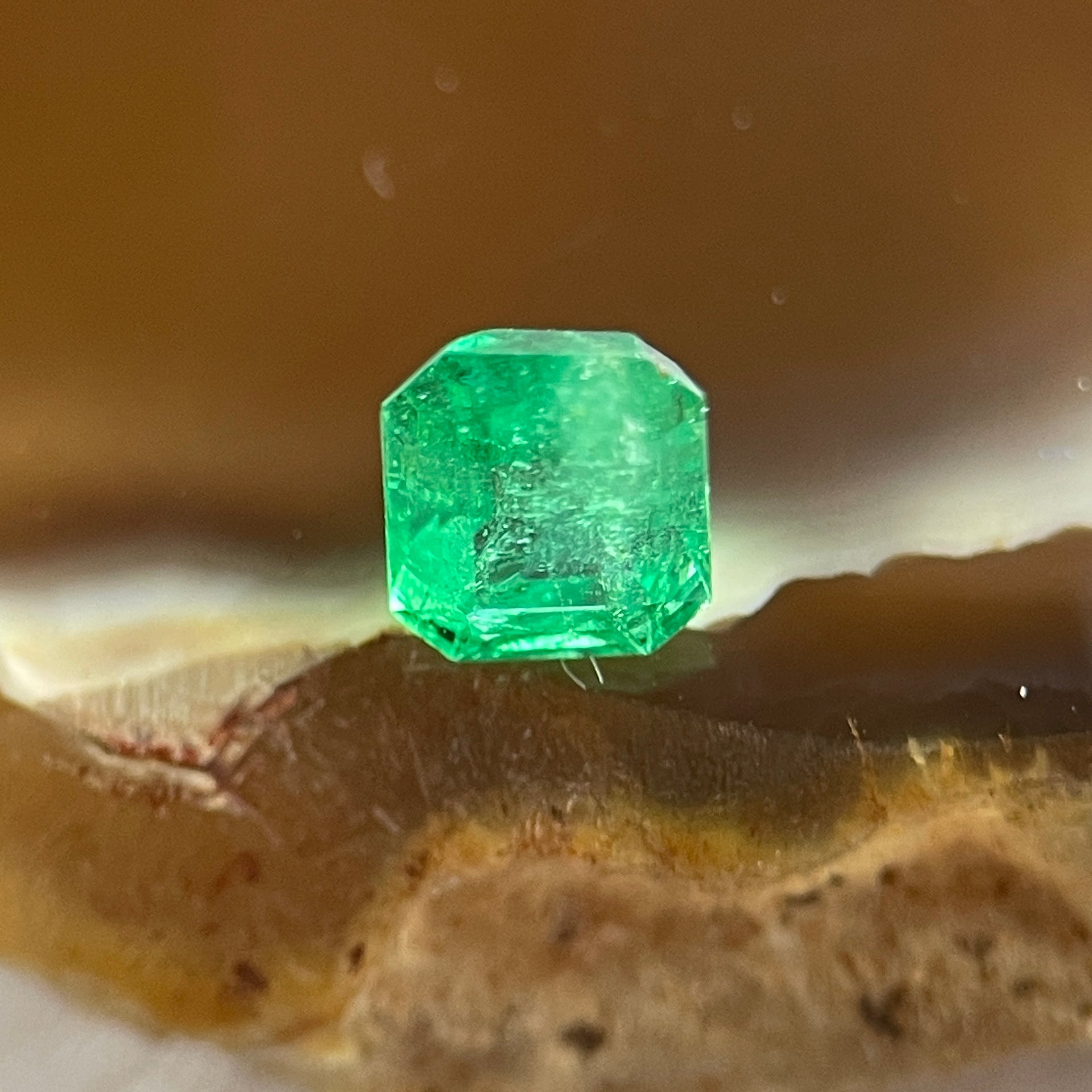Natural Colombia Vivid Green Emerald (Beryl) Cut-Cornered Rectangular Step cut 0.48ct 4.8 by 4.3 by 3.4mm - Huangs Jadeite and Jewelry Pte Ltd
