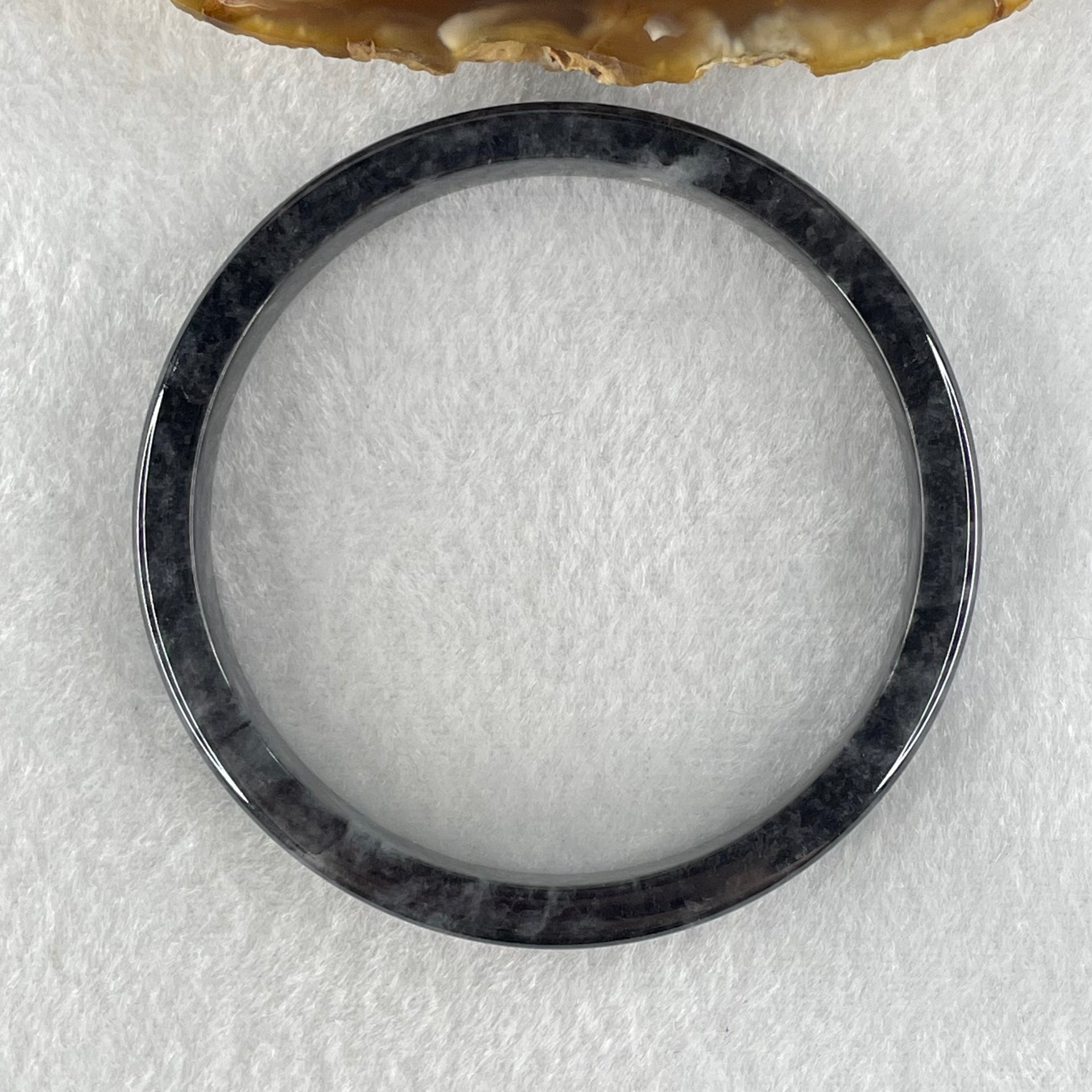 Type A Slightly Translucent to Opaque Wuji Black Grey Jadeite Bangle Internal Diameter 58.0mm 29.91g 8.7 by 5.7mm - Huangs Jadeite and Jewelry Pte Ltd