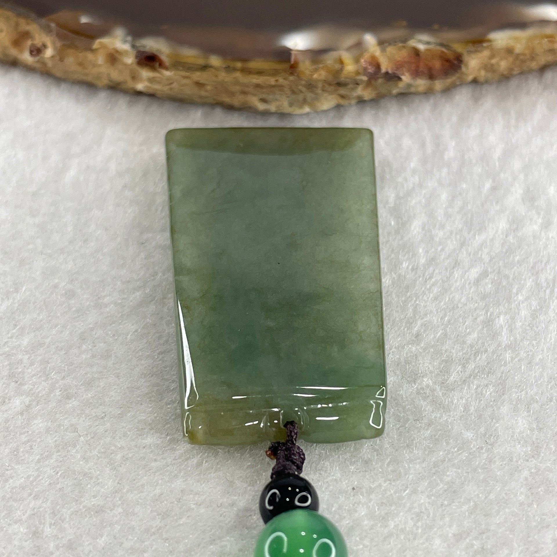Natural Type A Green with Yellowish Jadeite Wu Shi Pai Pendant 20.75g 45.6 by 25.5 by 5.9mm - Huangs Jadeite and Jewelry Pte Ltd