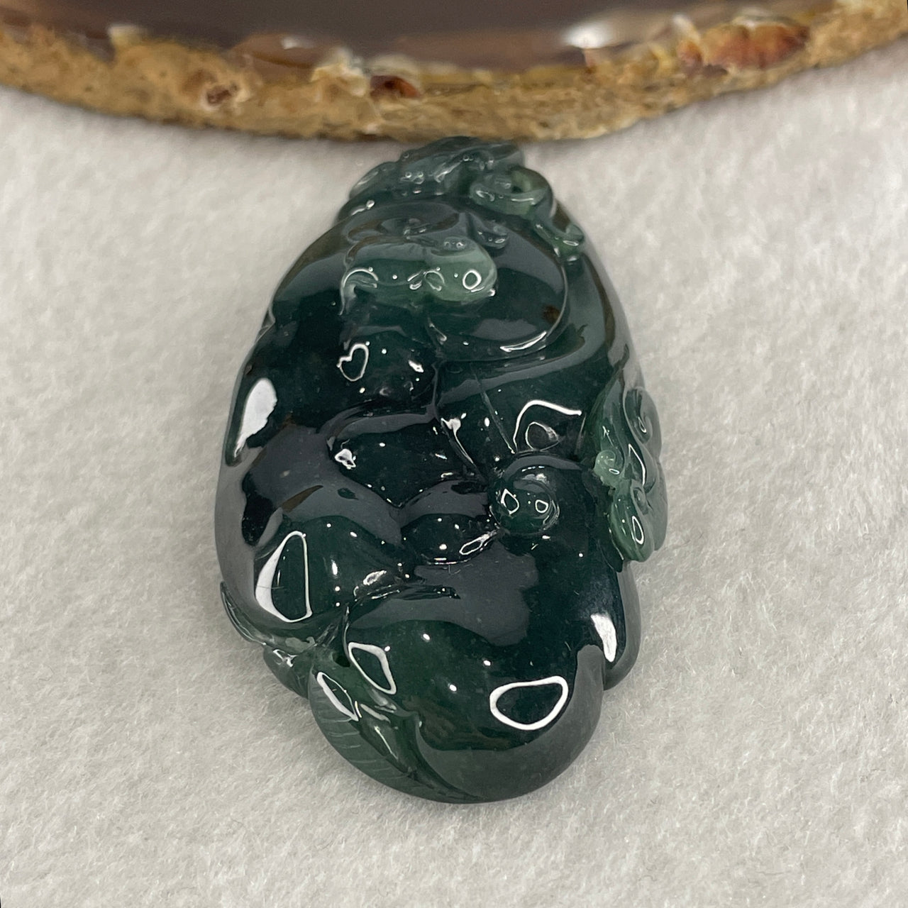 Certified Natural Type A Semi icy Blueish Green Jadeite Ruyi Double Side with Dragon Head Pendant 45.00g 69.8 by 34.0 by 13.9mm - Huangs Jadeite and Jewelry Pte Ltd