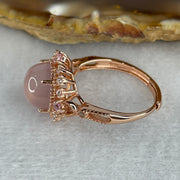 Good Grade Natural Rose Quartz Cat Eye Ring in S925 Sliver Gold Color 4.63g 11.2 by 6.0mm (Adjustable Size) - Huangs Jadeite and Jewelry Pte Ltd