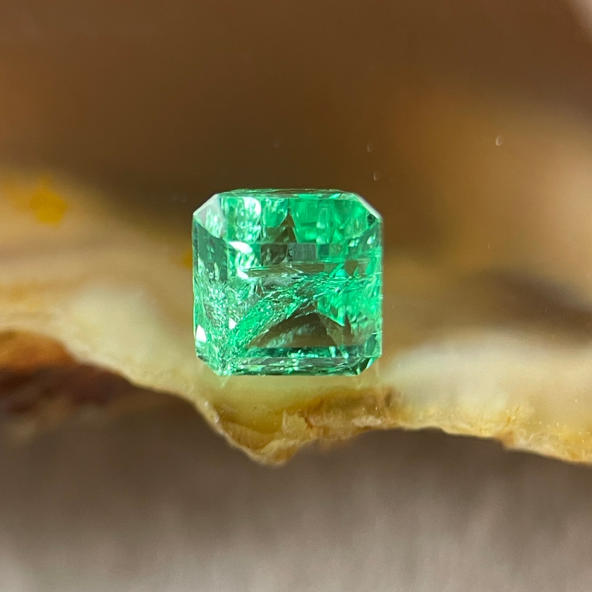 Natural Colombia Green Emerald (Beryl) Cut-Cornered Rectangular step cut 0.79ct 5.4 by 5.0 by 3.8mm - Huangs Jadeite and Jewelry Pte Ltd
