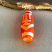 Natural Powerful Tibetan Old Oily Red White Agate One Eye Gold Metal Element Dzi Bead Heavenly Master (Tian Zhu) 一眼金天珠 11.08g 10.25g 37.9 by 13.2mm - Huangs Jadeite and Jewelry Pte Ltd