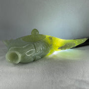 Natural Green with White Serpentine Carp Fish Pot Display 2,270.6g 285.0 by 182.0 by 90.0mm - Huangs Jadeite and Jewelry Pte Ltd