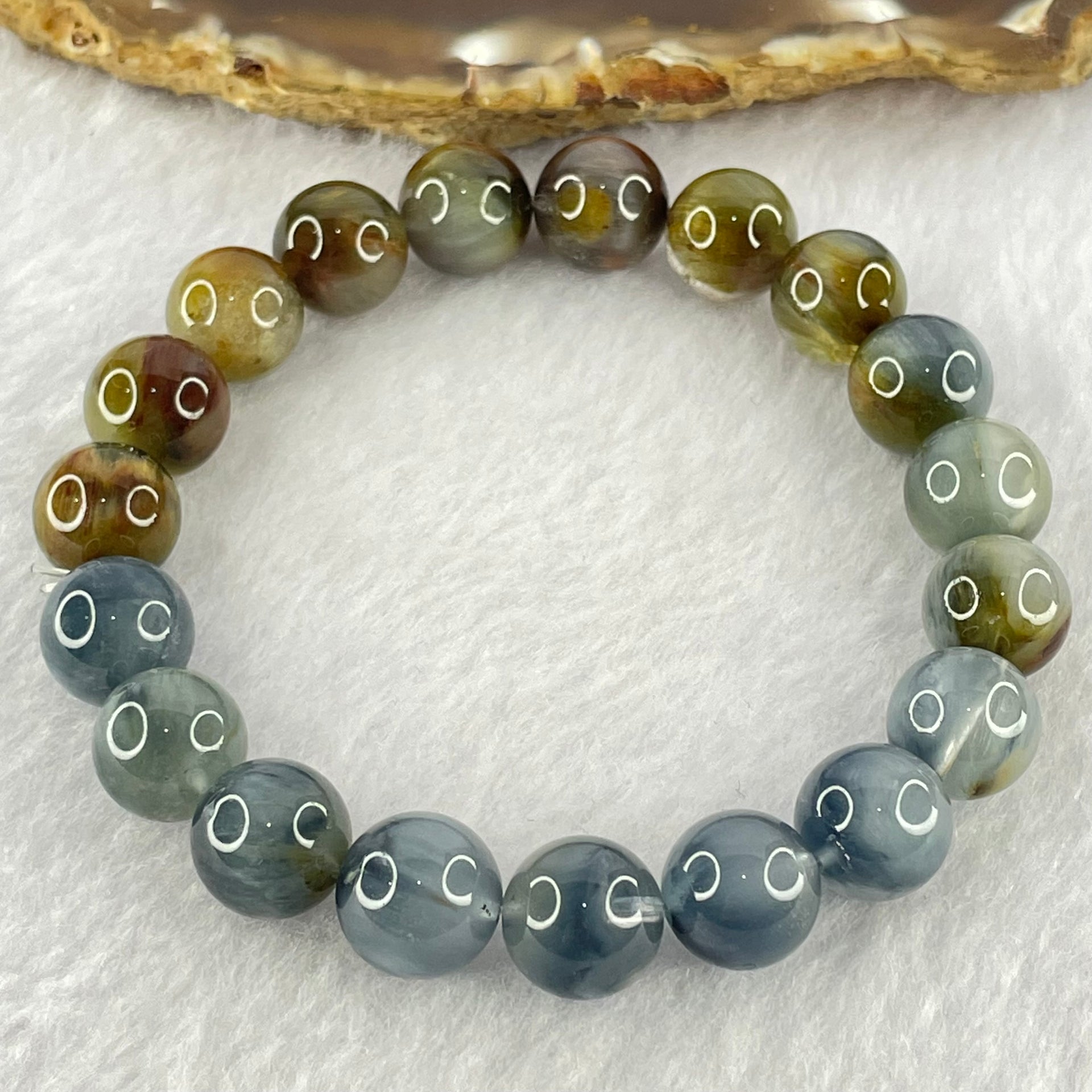 Good Grade Natural Blue Rutilated Quartz Bracelet 32.71g 17.5cm 11.0mm 19 Beads - Huangs Jadeite and Jewelry Pte Ltd
