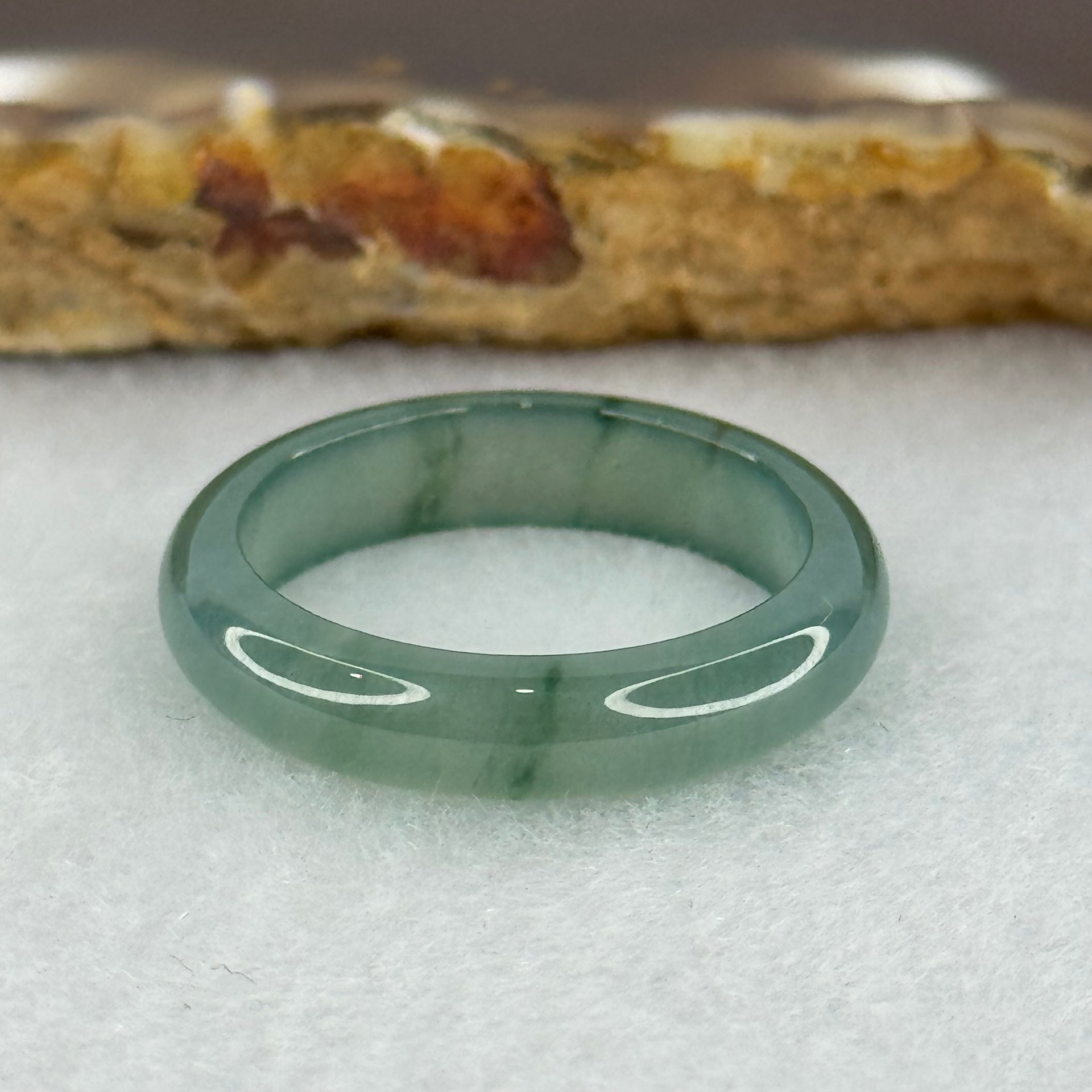 Type A Icy Blueish Green Jadeite Ring 2.34g 4.4 by 2.9mm US8 HK17.5 (Perfect) - Huangs Jadeite and Jewelry Pte Ltd
