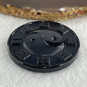 Type A Opaque Black Omphacite Jadeite Yin Yang Coin Pendant 34.30g 49.1 by 9.4mm - Huangs Jadeite and Jewelry Pte Ltd