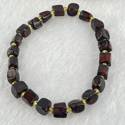 Natural Dark Blood Red Amber Cubes Bracelet 天然血珀手链 4.89g 15.5cm 6.3mm 22 Beads - Huangs Jadeite and Jewelry Pte Ltd