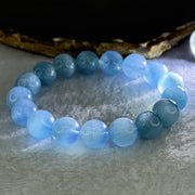 Natural Aquamarine Beads Bracelet 43.09g 18cm 12.3mm 17 Beads - Huangs Jadeite and Jewelry Pte Ltd