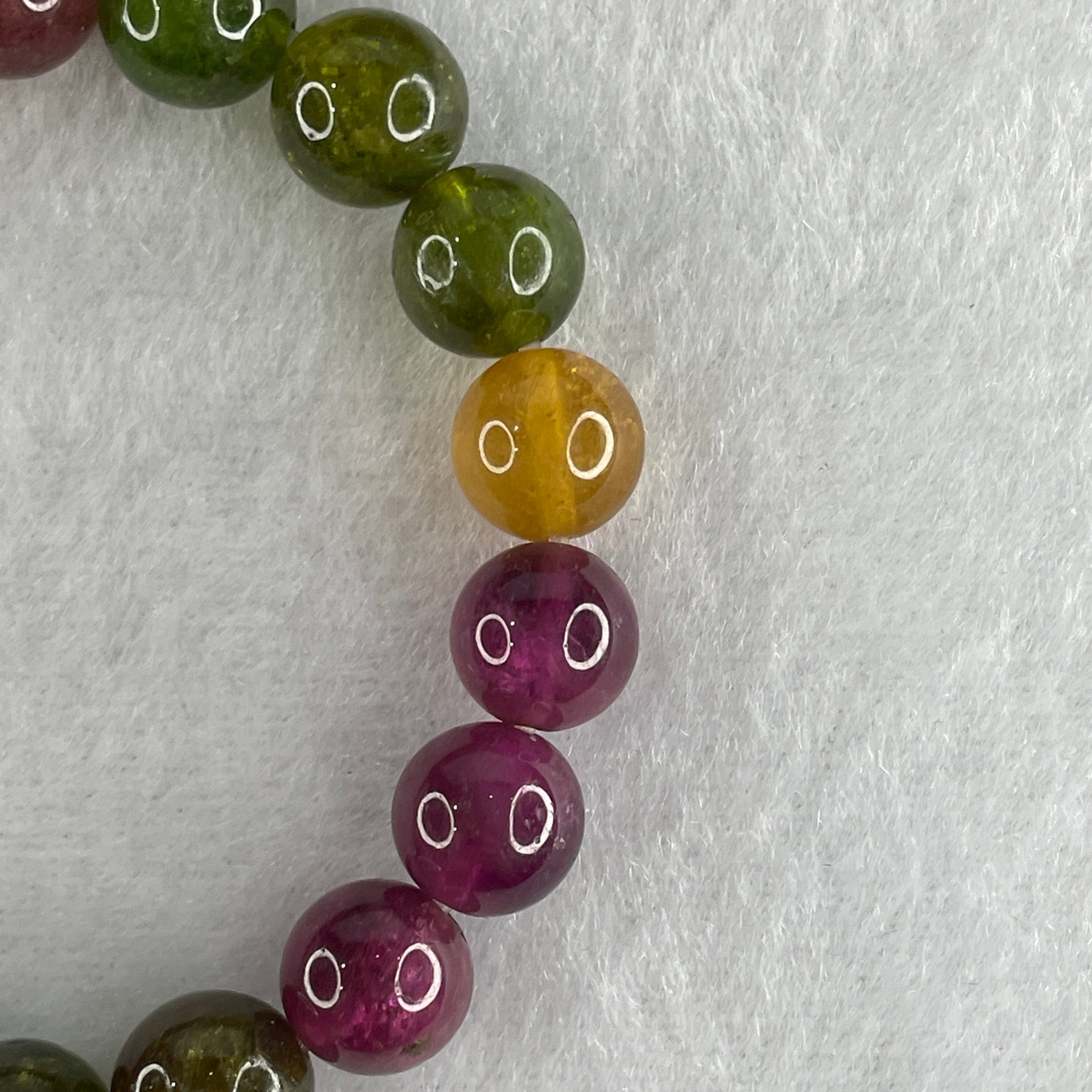 Very Good Natural Tourmaline Crystal Beads Bracelet 22.64g 14cm 9.2mm 19Beads - Huangs Jadeite and Jewelry Pte Ltd
