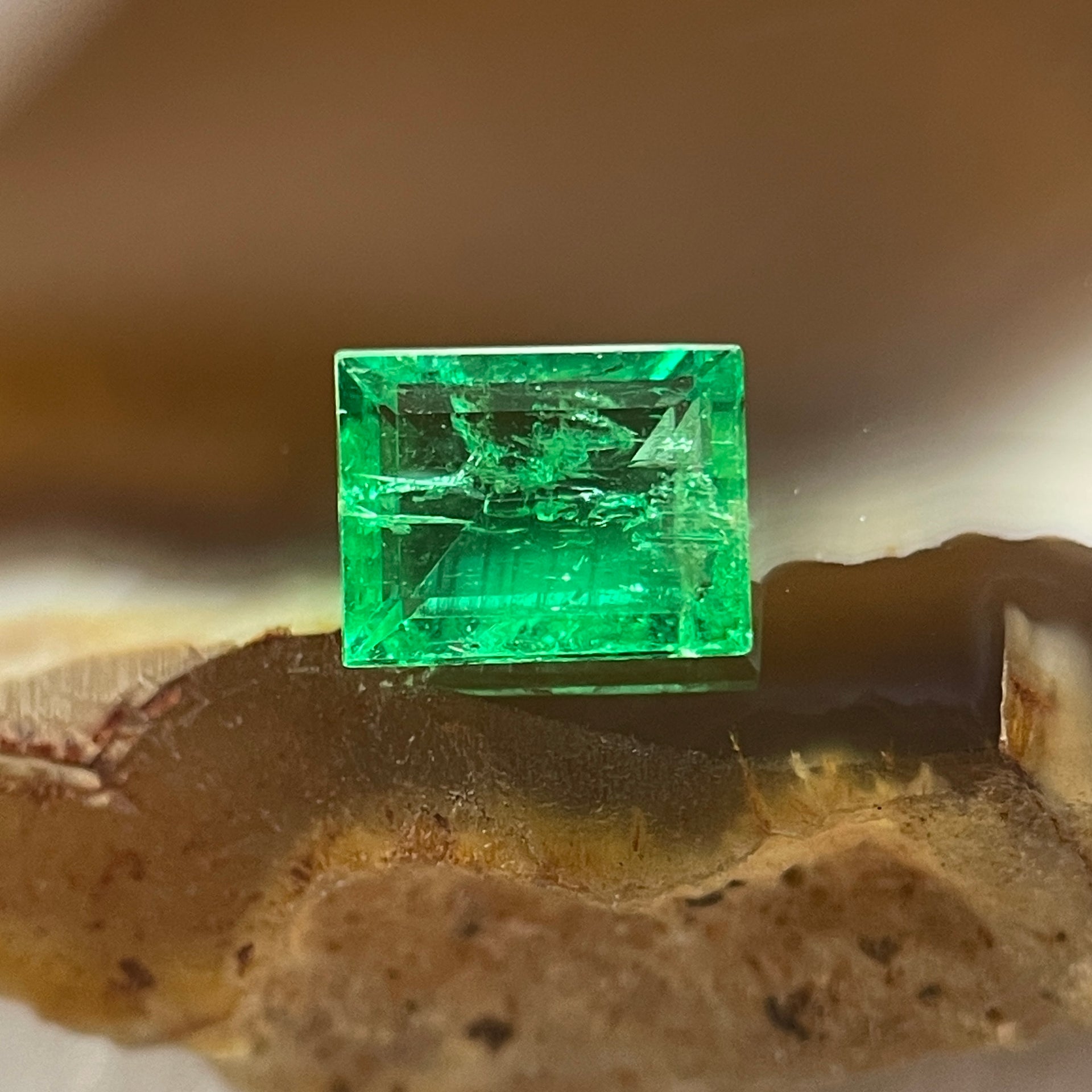 Natural Colombia Vivid Green Emerald (Beryl) Cut-Cornered Rectangular Step cut 0.39ct 5.3 by 4.1 by 2.1mm - Huangs Jadeite and Jewelry Pte Ltd