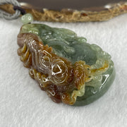 Grand Master Type A Light Green with Yellow Patches Jadeite Dragon Double Side Pendant 100.73g 35.0 by 43.3 by 20.9mm - Huangs Jadeite and Jewelry Pte Ltd
