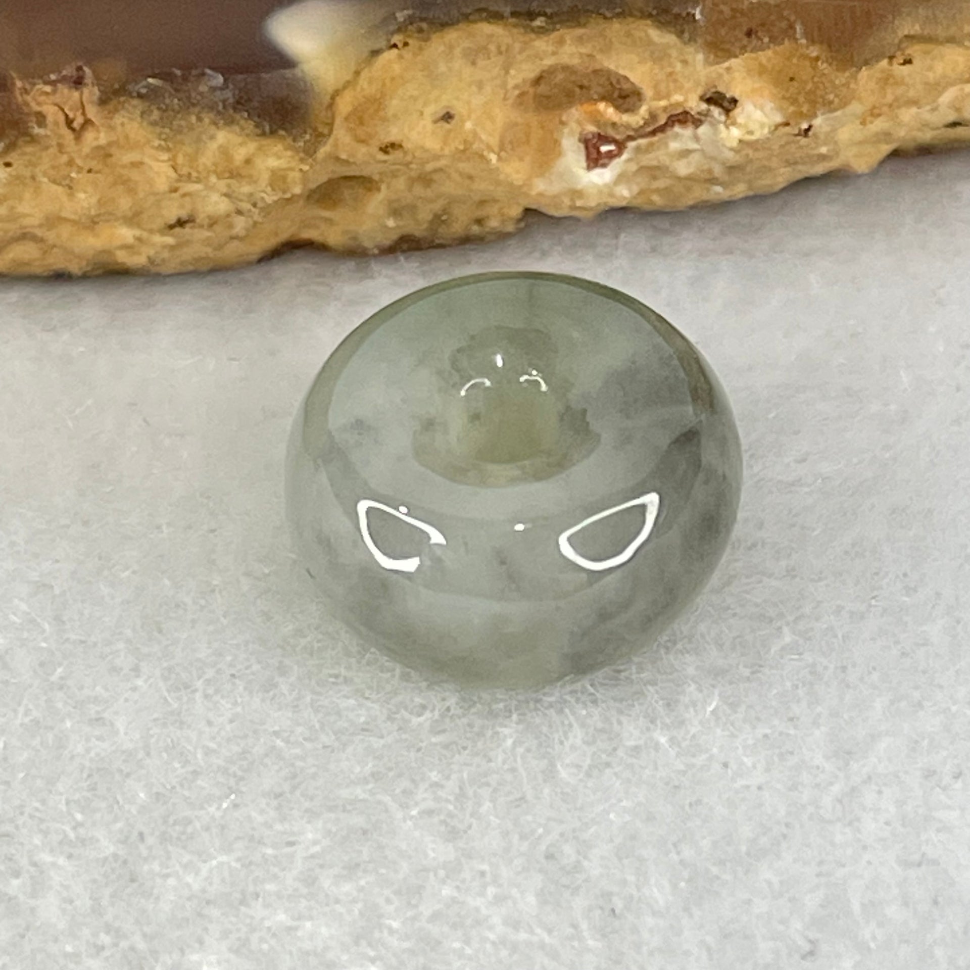 Type A Wuji Grey Jadeite Ping An Kou Donut Charm Pendant 2.15g 12.5 by 6.8mm - Huangs Jadeite and Jewelry Pte Ltd