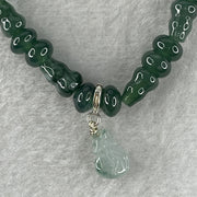 Natural Type A Blueish Green Jadeite Donut Shape Beads with Hulu Shape Charm with Icy Colorless Jadeite Hulu Charm Bracelet 11.79g 12cm 6.9mm 18 Beads Hulu 9.3 by 6.0mm 7 Pieces - Huangs Jadeite and Jewelry Pte Ltd