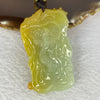 Grand Master Type A Green with Yellow Jadeite  Guan Yin and Dragon 御龙观音 Pendent 67.34g 68.0 by 41.3 by 13.4mm - Huangs Jadeite and Jewelry Pte Ltd
