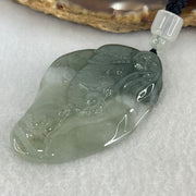 Type A Semi Icy Blueish Green  Jadeite Guan Yin and Elephant Samantabhadra Bodhisattva Pendant 21.65g 51.8 by 33.7 by 7.9mm - Huangs Jadeite and Jewelry Pte Ltd