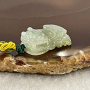 Natural Type A Semi-Icy Green with Brownish Jadeite Pixiu with Ruyi Charm | Wealth Beast & Wish Fulfillment Talisman (4.39g | 21.4 x 12.5 x 7.9mm) - Huangs Jadeite and Jewelry Pte Ltd