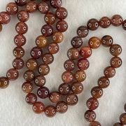 Above Average Grade Natural Copper Rutilated Quartz Beads Elastic Necklace 37.85g 40cm 7.4mm 77 Beads - Huangs Jadeite and Jewelry Pte Ltd