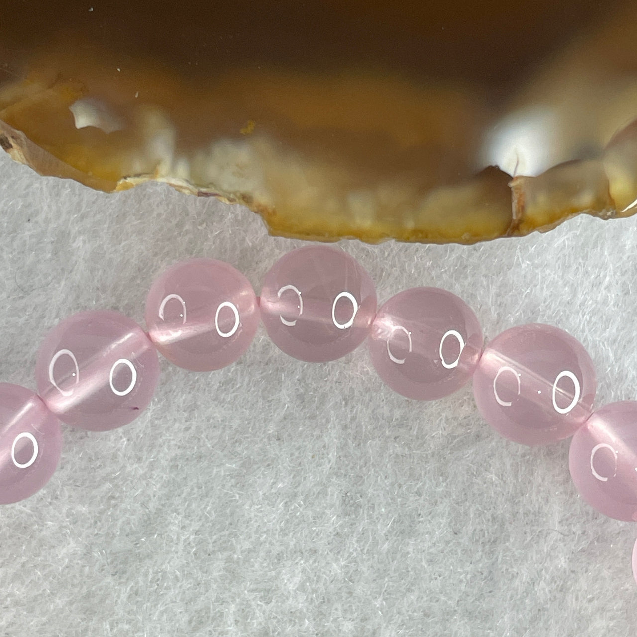 Natural Rose Quartz Beads Bracelet 15.99g 16cm 7.9mm 25 Beads - Huangs Jadeite and Jewelry Pte Ltd