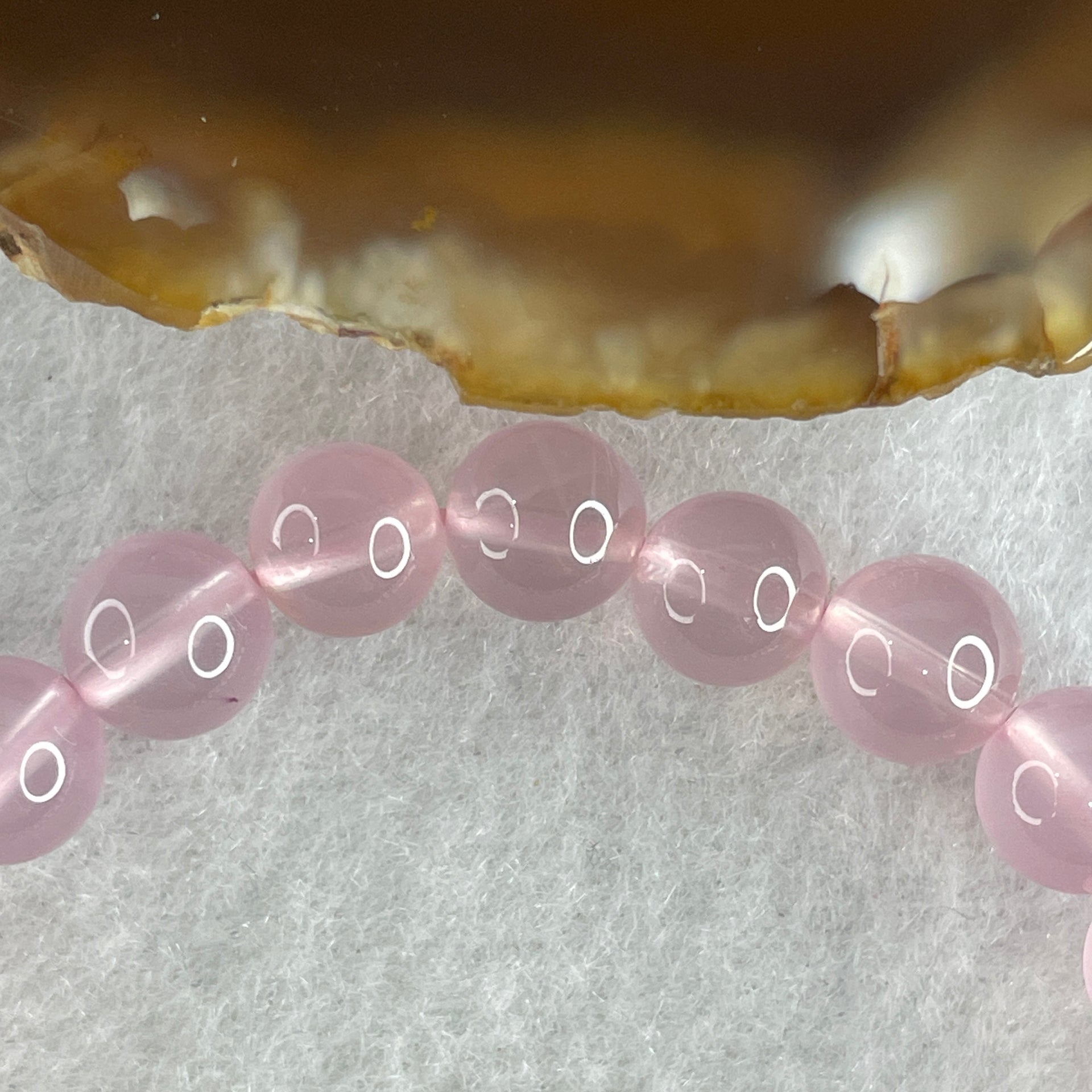 Natural Rose Quartz Beads Bracelet 15.99g 16cm 7.9mm 25 Beads - Huangs Jadeite and Jewelry Pte Ltd