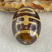 Natural Powerful Tibetan Old Oily Agate Double Nectar Vessel Dzi Bead Heavenly Master (Tian Zhu) 双花蜜容器眼天 6.08g 19.8 by 14.8mm - Huangs Jadeite and Jewelry Pte Ltd