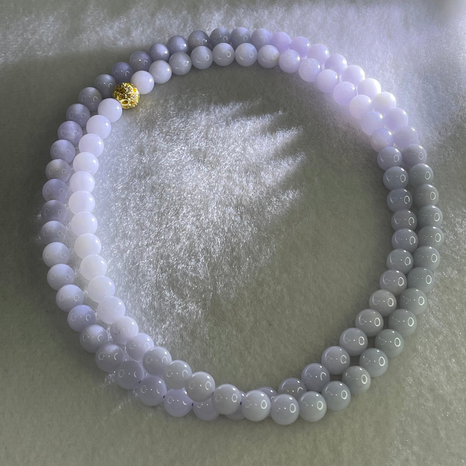 Type A Full Lavender Jadeite Beads Necklace 57.74g 66cm 7.0mm 98 Beads - Huangs Jadeite and Jewelry Pte Ltd