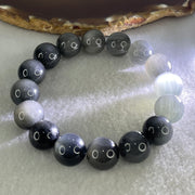 Good Grade Natural Grey Rabbit Hair Rutilated Quartz Beads Bracelet 52.45g 18cm 13.5mm 16 Beads - Huangs Jadeite and Jewelry Pte Ltd