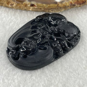 Type A Opaque to Partial Translucent Black Omphacite Jadeite Bat and 3 Legged Toad Pendant 29.98g 51.5 by 36.8 by 8.5mm - Huangs Jadeite and Jewelry Pte Ltd