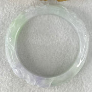 Type A Lavender and Green Jadeite Prosperity Flower Bangle 64.58g Internal Diameter 54.7mm 14.7 by 9.6mm (Internal Lines) - Huangs Jadeite and Jewelry Pte Ltd