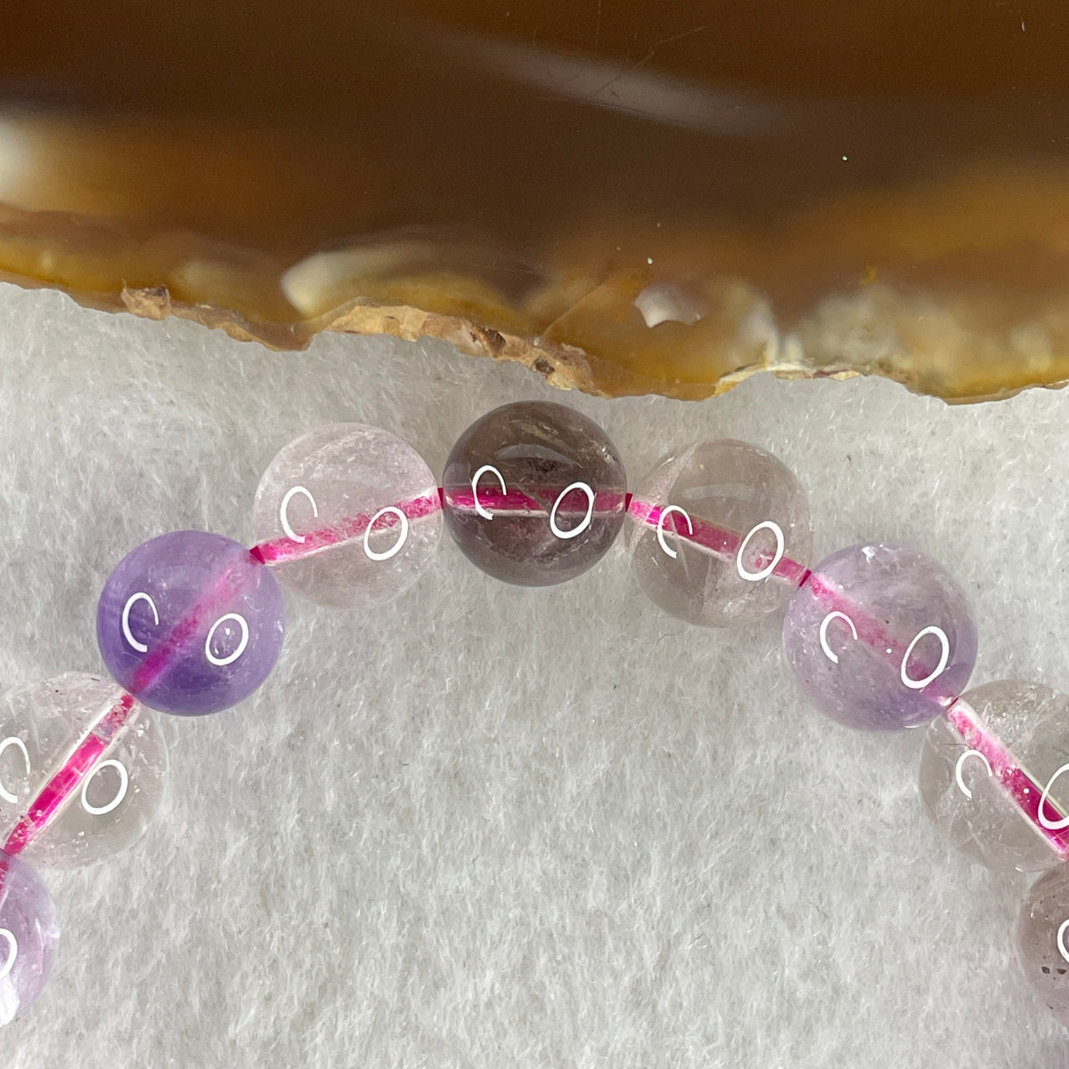 Certified Entry-Grade Natural Super 7 Crystal Beads Bracelet | Classic Mid-Sized Stacking Strand | Authentic Sacred Seven Multi-Mineral Inclusions Quartz Spiritual Catalyst & Auric Shield Bracelet (22.47g | 16cm Length | 9.3mm | 21 Beads)