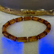 Natural Blood Flower Amber Lulutong Bracelet 天然血花琥珀手链 5.05g 16cm 10.3 by 6.3mm 15 Beads - Huangs Jadeite and Jewelry Pte Ltd