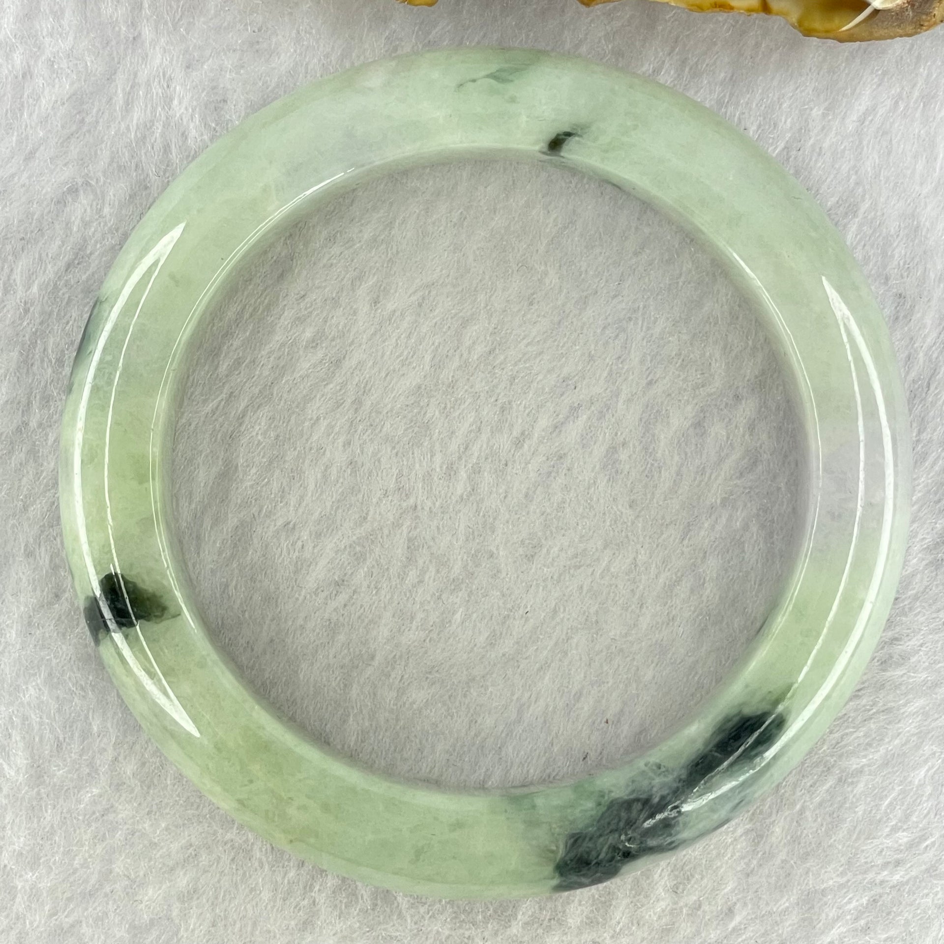 Type A Light Green Lavender and Dark Green Piao Hua Jadeite Bangle Internal Diameter 54.2mm 60.52g 12.2 by 9.6mm (External Rough + Internal Lines) - Huangs Jadeite and Jewelry Pte Ltd