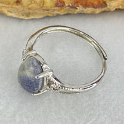 Rare Above Average Natural Blue Dumortierite Rutilated Quartz in S925 Sliver Ring (Adjustable Size) 1.54g 11.0 by 6.2 by 3.0mm - Huangs Jadeite and Jewelry Pte Ltd