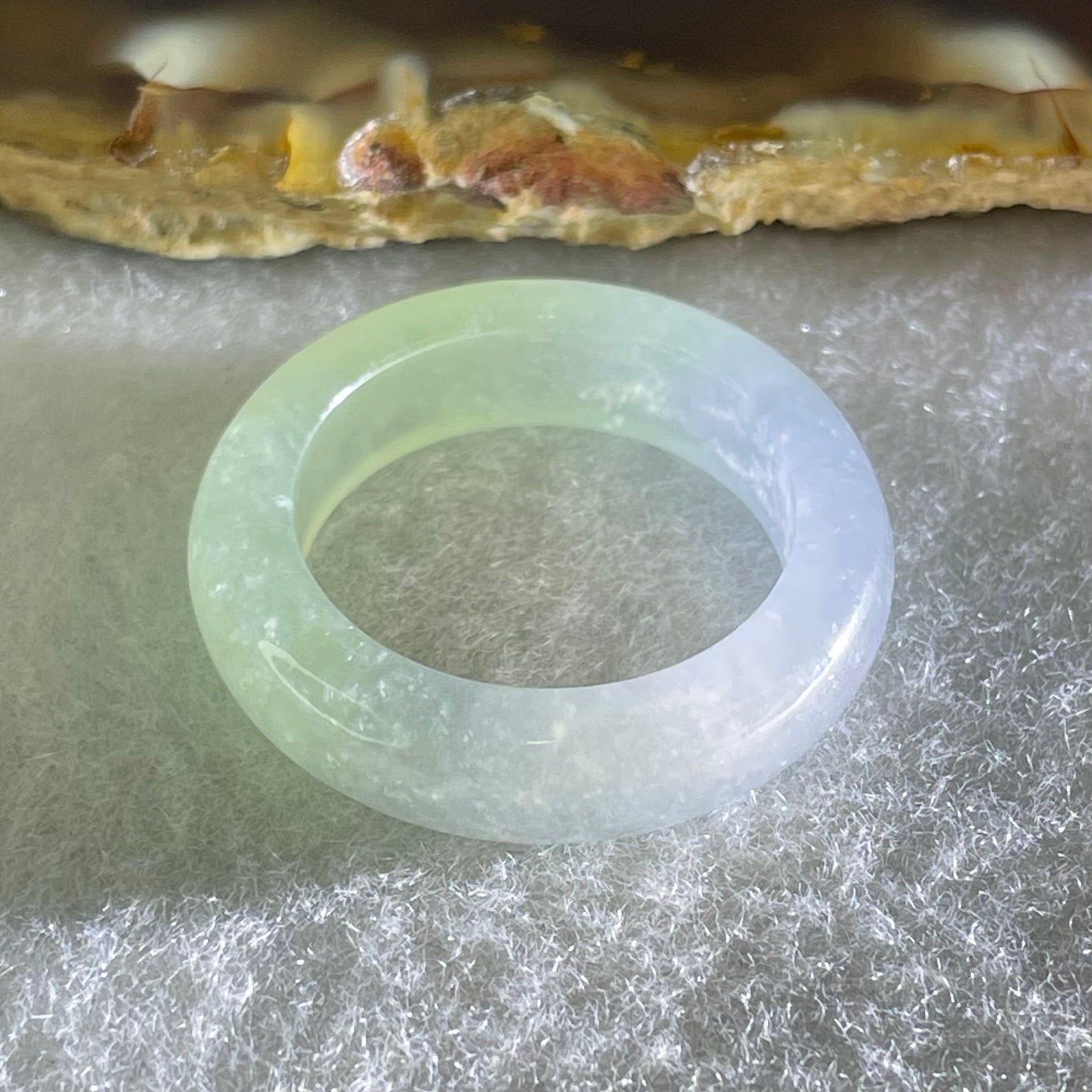 Type A Semi Icy Faint Green Jadeite Ring 4.54g 6.1 by 4.0mm US7.9 HK17.5 (Perfect) - Huangs Jadeite and Jewelry Pte Ltd