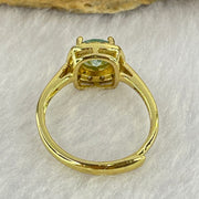 Green and Colourless Cubic Zirconia with Crystals in S925 Sliver Gold Color Ring (Adjustable Size) 1.91g 6.5 by 3.2mm - Huangs Jadeite and Jewelry Pte Ltd