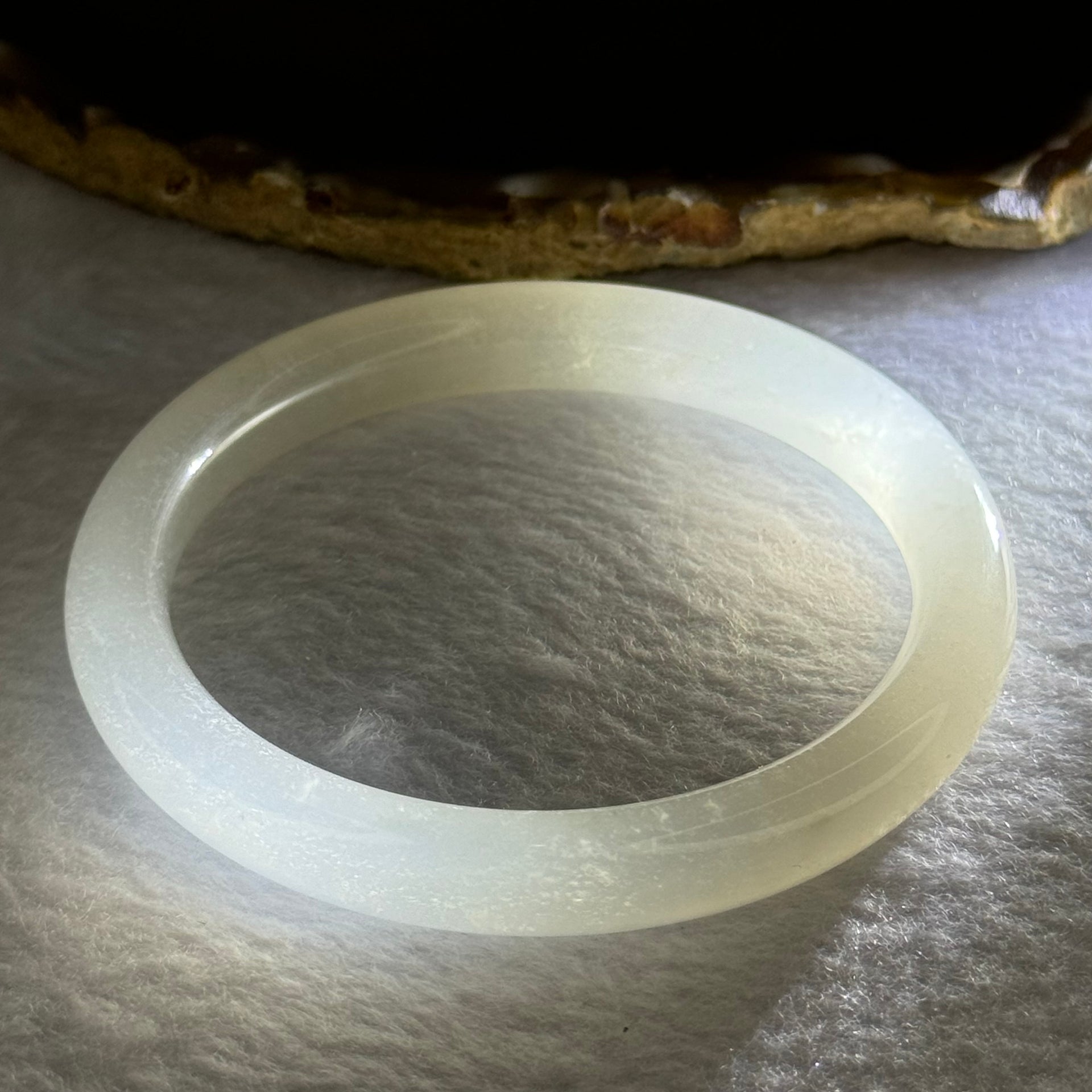 Transparent to White Quartzite Jade Bangle 天山玉手镯 60.6mm Bangle 38.60g 10.3 by 8.5mm - Huangs Jadeite and Jewelry Pte Ltd