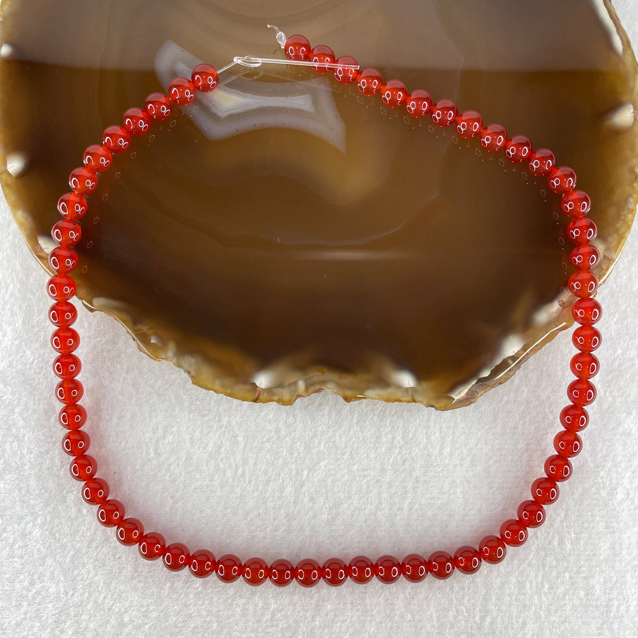 Certified Natural Red Agate Chalcedony Beads Loose Beads for Bracelet 20.10g 37cm 6.3mm 61 Beads