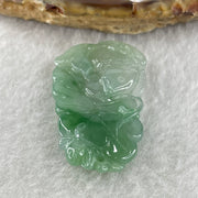 Natural Type A Jelly Green with Faint Green and Emerald Green Jadeite Carp Fish on Lotus Leaf Pendant 6.34g 34.1 by 20.3 by 6.3mm - Huangs Jadeite and Jewelry Pte Ltd
