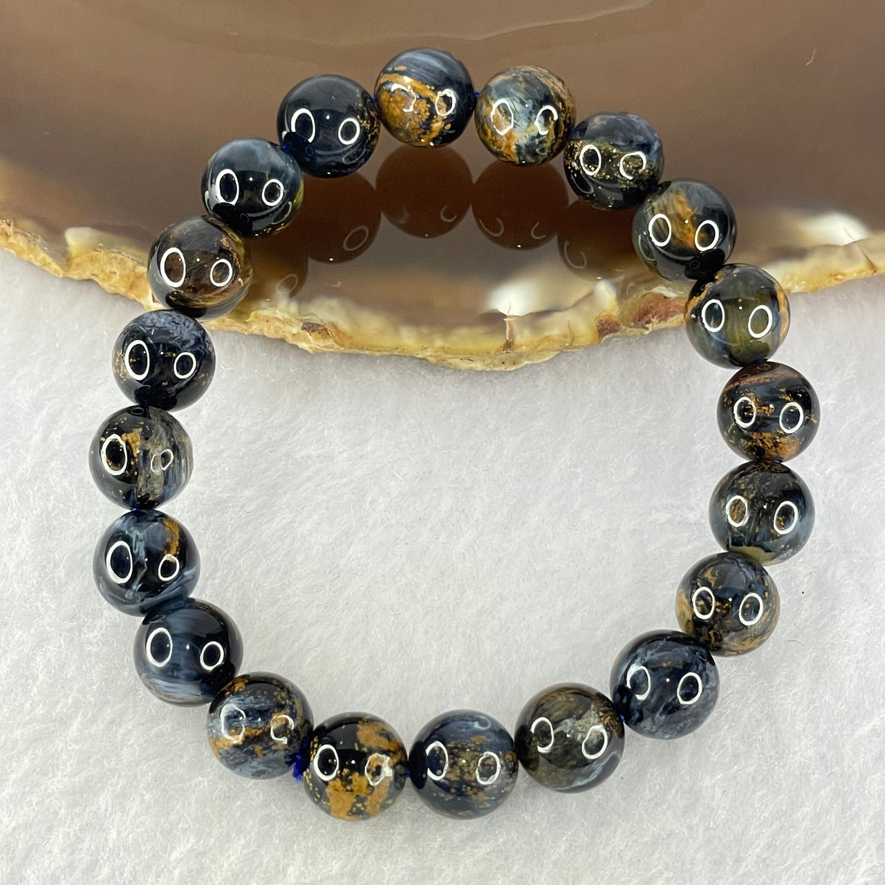 Good Grade Natural Petersite Beads Bracelet 24.44g 16cm 9.8mm 20 Beads - Huangs Jadeite and Jewelry Pte Ltd