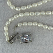 Natural White Pearl With Crystals Necklace 20.85g 40cm 5.6mm 56 Beads - Huangs Jadeite and Jewelry Pte Ltd