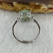 Natural Type A Semi Icy Faint Green Jadeite Oval Shape Cabouchon in S925 Silver Ring (Adjustable Size) 2.04g 11.0 by 9.4 by 5.5mm - Huangs Jadeite and Jewelry Pte Ltd