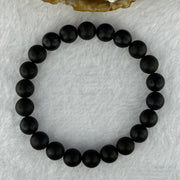 Natural Dark Matt Black Amber Beads Bracelet 天然大黑天翁琥珀手链 7.00g 15cm 8.4mm 22 Beads - Huangs Jadeite and Jewelry Pte Ltd