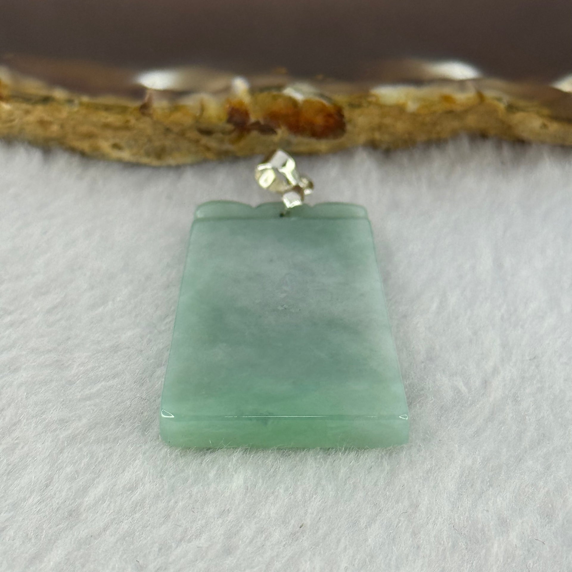 Type A Green and Lavender Jadeite Wu Shi Pai Pendant 9.11g 37.6 by 23.1 by 3.7mm - Huangs Jadeite and Jewelry Pte Ltd