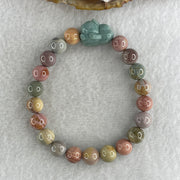 Natural Alashan Agate Pastels Pink Beads with Rabbit Charm Bracelet 21.69g 15.5cm 8.8mm 20Beads - Huangs Jadeite and Jewelry Pte Ltd
