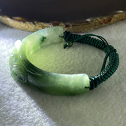 Natural Type A Jelly Green with Dark Green Piao Hua Jadeite Carp Fish with Coin Bracelet 37.48g 16cm 14.0 by 11.8mm - Huangs Jadeite and Jewelry Pte Ltd