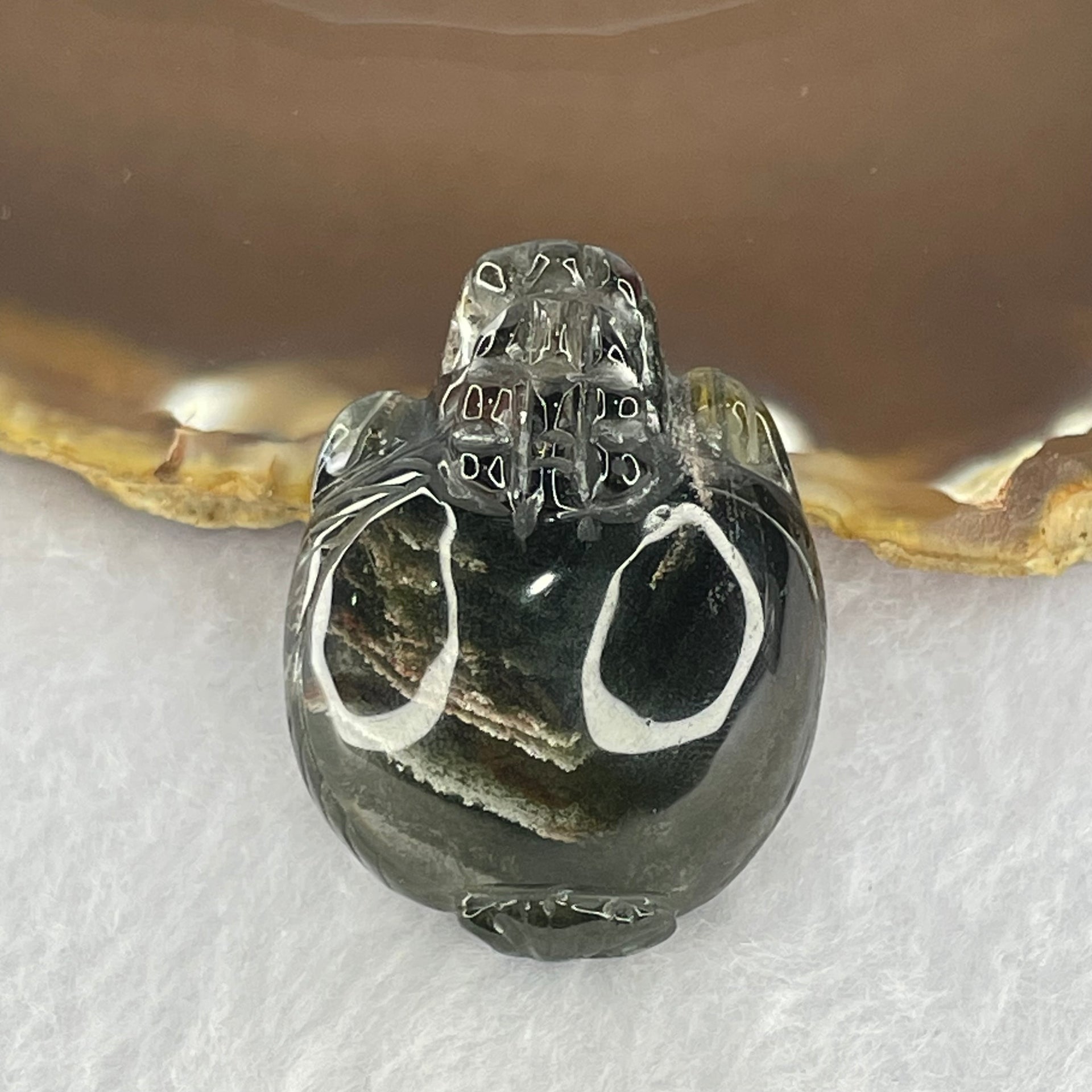 Unique Mountain Natural Green Phantom Quartz Dragon Tortoise Pendant 26.10g 39.2 by 30.3 by 16.7mm - Huangs Jadeite and Jewelry Pte Ltd