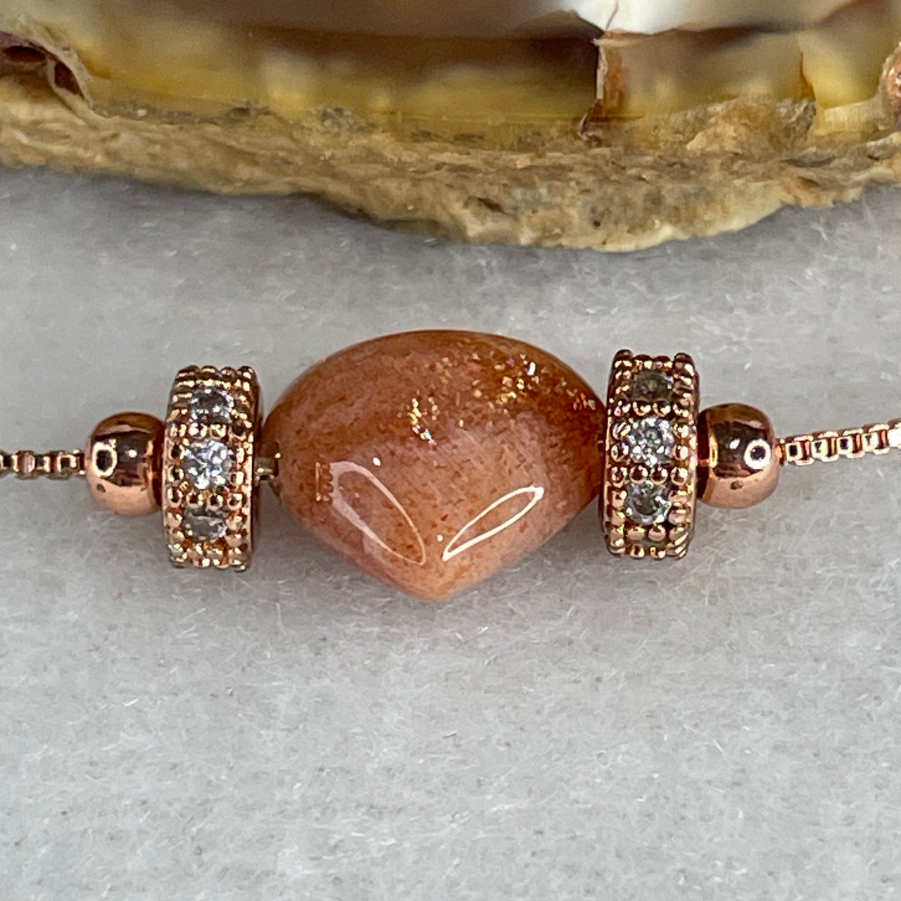 Natural Sun Stone Heart Shape Necklace 3.87g 44cm 10.2 by 9.9 by 5.6mm - Huangs Jadeite and Jewelry Pte Ltd