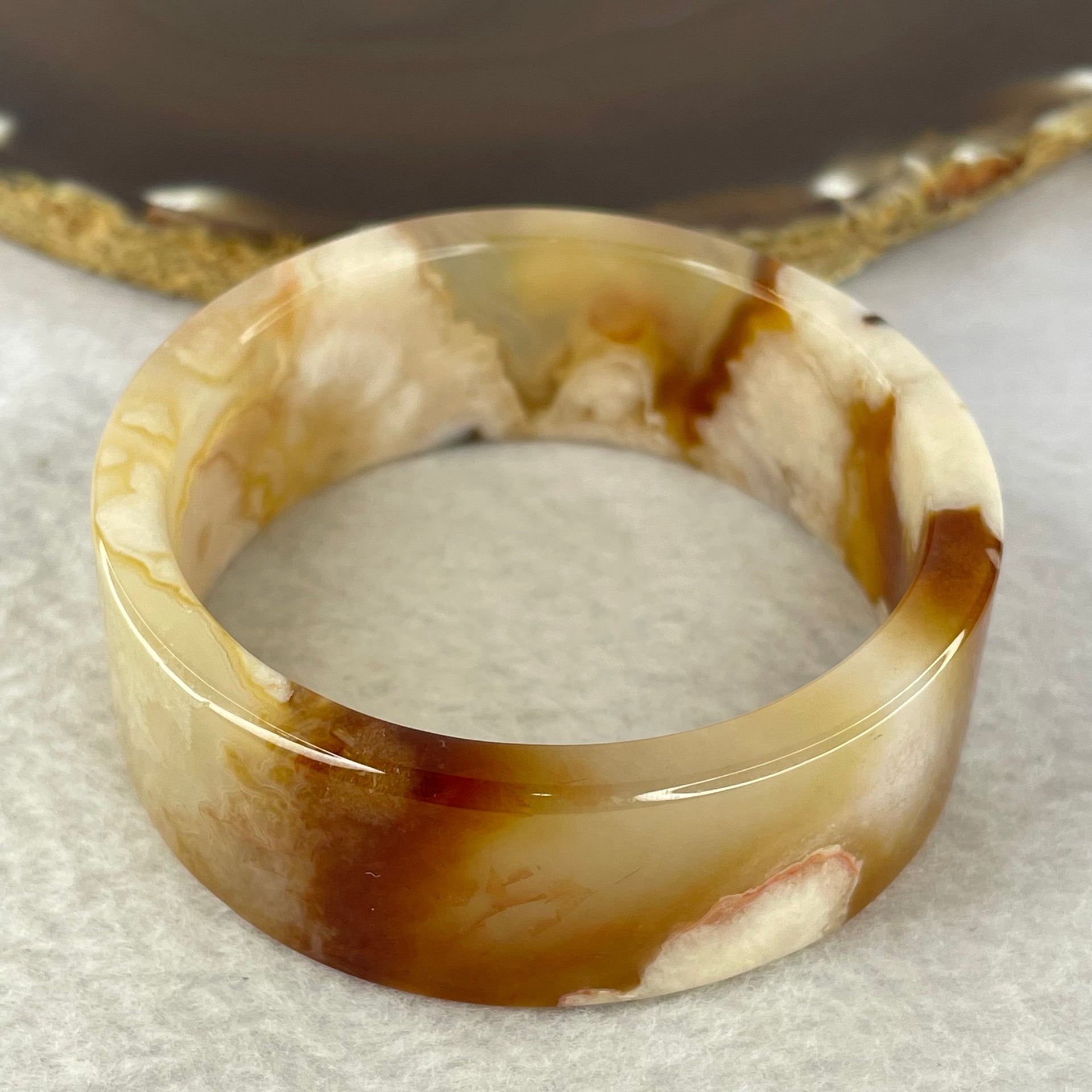 Natural Flower Agate Bangle 55.95g 21.3 by 5.7 mm Internal Diameter 54.1 mm - Huangs Jadeite and Jewelry Pte Ltd
